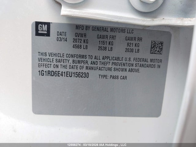 Aukcja sprzedaży 2014 Chevrolet Volt, vin: 1G1RD6E41EU156230, numer aukcji: 12558274
