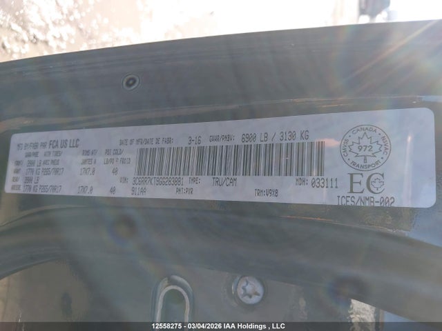 Aukcja sprzedaży 2016 Ram 1500 St, vin: 3C6RR7KT9GG283881, numer aukcji: 12558275