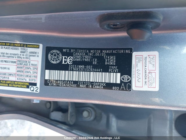Aukcja sprzedaży 2005 Toyota Matrix Wagon, vin: 2T1KR32E55C924441, numer aukcji: 12558297