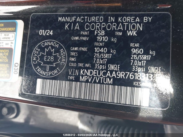 12558312 :رقم المزاد ، KNDEUCAA9R7618313 vin ، 2024 Kia Seltos S مزاد بيع