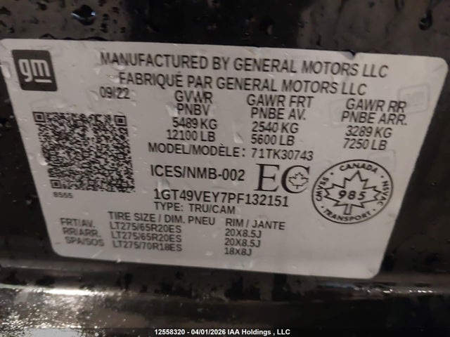 1GT49VEY7PF132151 GMC Sierra K3500 At4