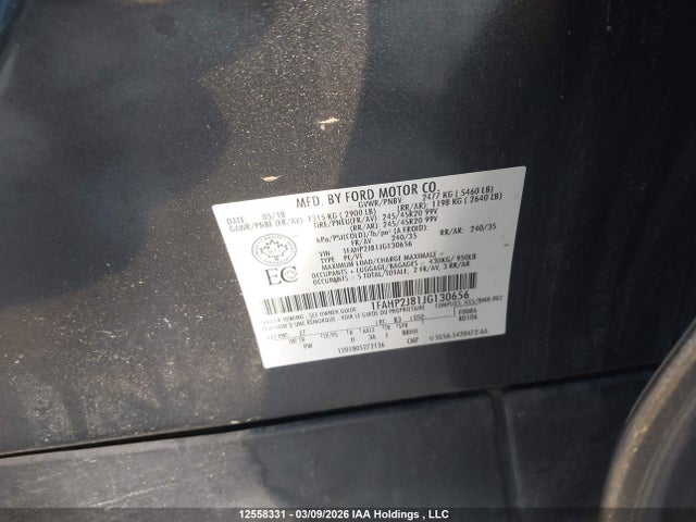 Aukcja sprzedaży 2018 Ford Taurus Limited, vin: 1FAHP2J81JG130656, numer aukcji: 12558331