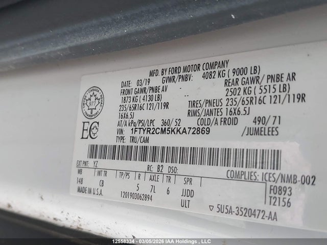 1FTYR2CM5KKA72869 Ford Transit T-250