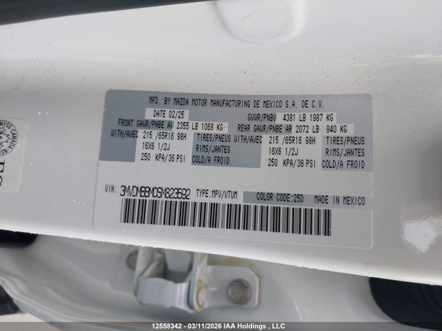 12558342 :رقم المزاد ، 3MVDMBBM0SM823592 vin ، 2025 Mazda Cx-30 Select مزاد بيع