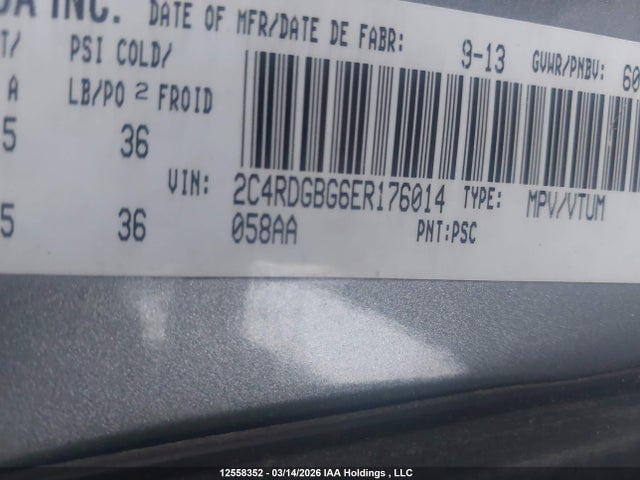 Продаж на аукціоні авто 2014 Dodge Grand Caravan, vin: 2C4RDGBG6ER176014, номер лоту: 12558352