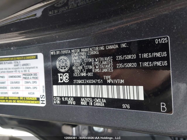 Auction sale of the 2025 Lexus Nx Nx 350h, vin: 2T2GKCEZ4SC047151, lot number: 12558361