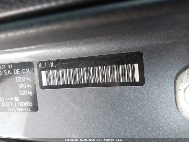 12558380 :رقم المزاد ، 3KPF24AD7LE160885 vin ، 2020 Kia Forte Fe/lxs مزاد بيع