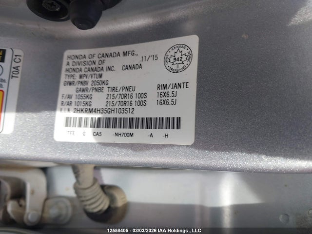 2HKRM4H35GH103512 Honda CR-V LX