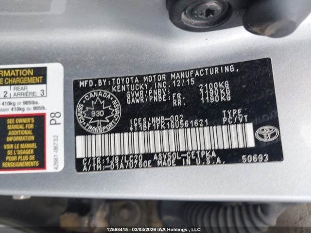 4T1BF1FK1GU561621 Toyota CAMRY XSE