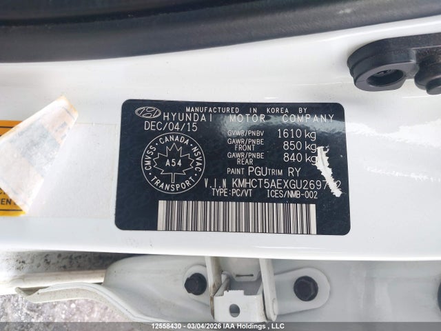 Aukcja sprzedaży 2016 Hyundai Accent Se, vin: KMHCT5AEXGU269732, numer aukcji: 12558430