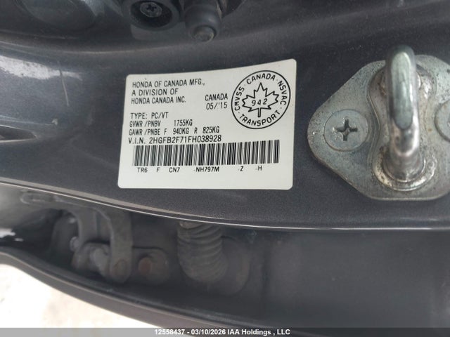 Продаж на аукціоні авто 2015 Honda Civic Touring, vin: 2HGFB2F71FH038928, номер лоту: 12558437