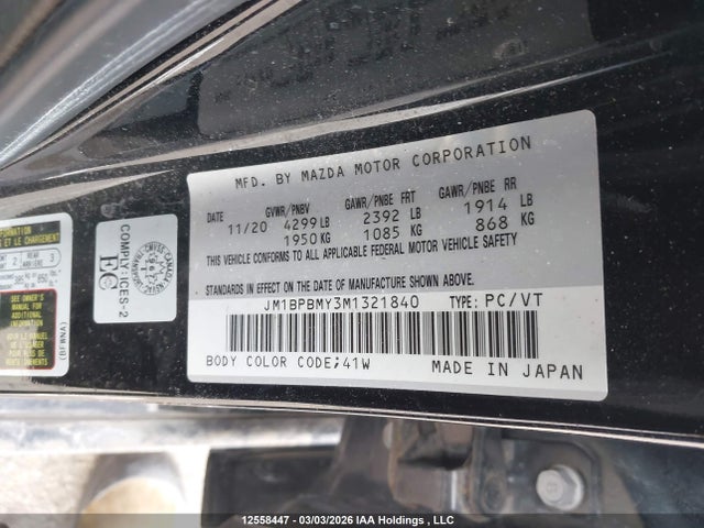 JM1BPBMY3M1321840 Mazda Mazda3 Gt W/turbo
