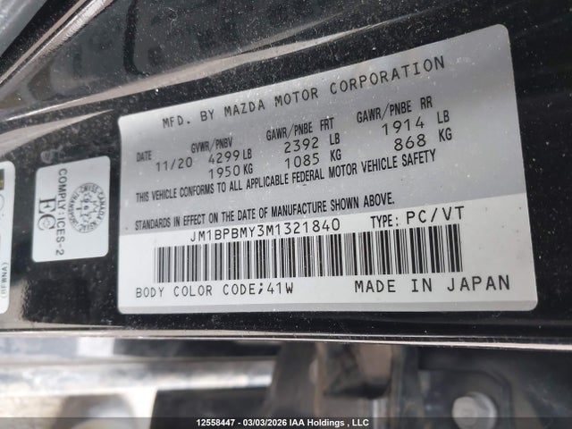 JM1BPBMY3M1321840 Mazda Mazda3 Gt W/turbo