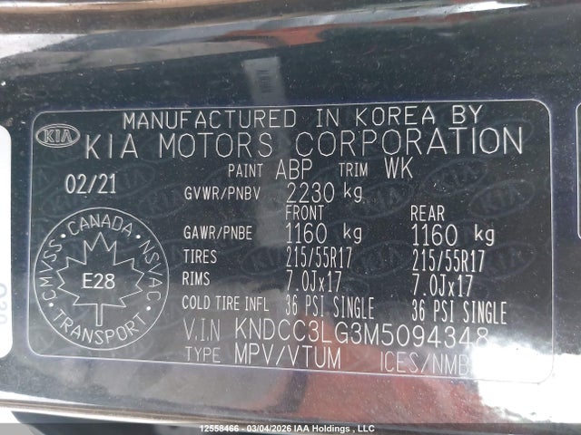 KNDCC3LG3M5094348 KIA Niro Ev Ex/ex+