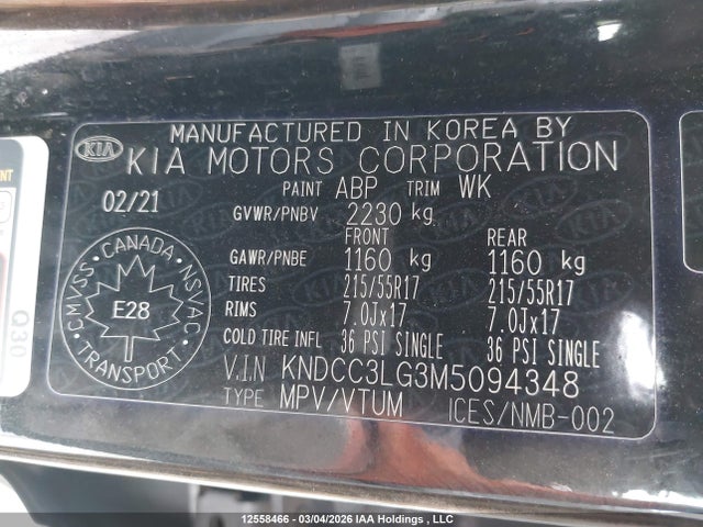 KNDCC3LG3M5094348 KIA Niro Ev Ex/ex+