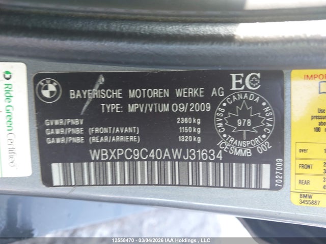 2010 Bmw X3 Xdrive30i მანქანა იყიდება აუქციონზე, vin: WBXPC9C40AWJ31634, აუქციონის ნომერი: 12558470