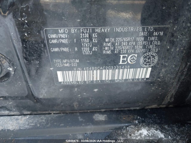 4S4BSCAC2G3335438 Subaru Legacy Outback