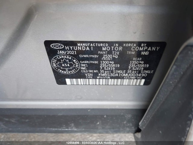 KM8S3DA10MU003490 Hyundai Santa Fe Sel Premium