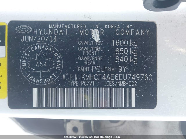 KMHCT4AE6EU749760 Hyundai ACCENT L