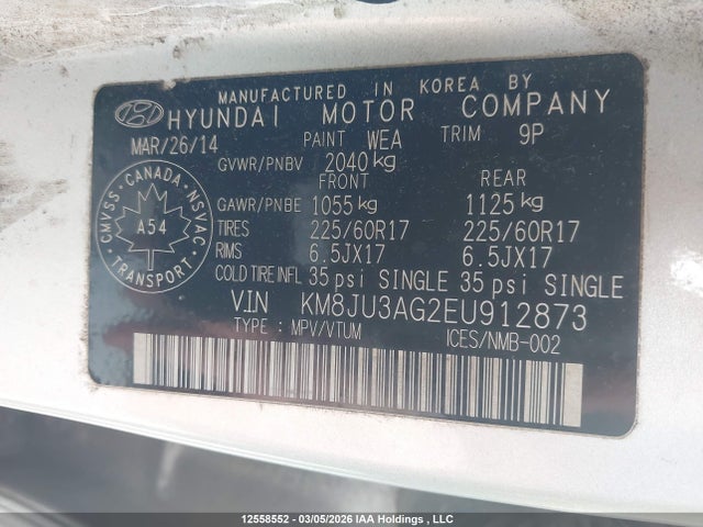 Продаж на аукціоні авто 2014 Hyundai Tucson Gls/limited/se, vin: KM8JU3AG2EU912873, номер лоту: 12558552