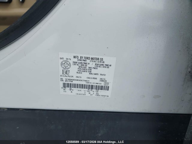 1FM5K8DH8GGC74431 Ford EXPLORER XLT