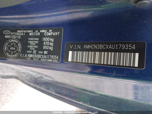 Продаж на аукціоні авто 2010 Hyundai Accent Se, vin: KMHCN3BCXAU179354, номер лоту: 12558590