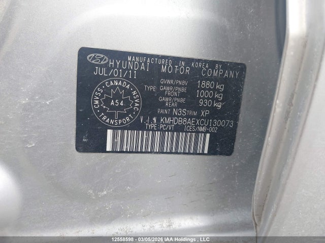Aukcja sprzedaży 2012 Hyundai Elantra Touring Gl, vin: KMHDB8AEXCU130073, numer aukcji: 12558598