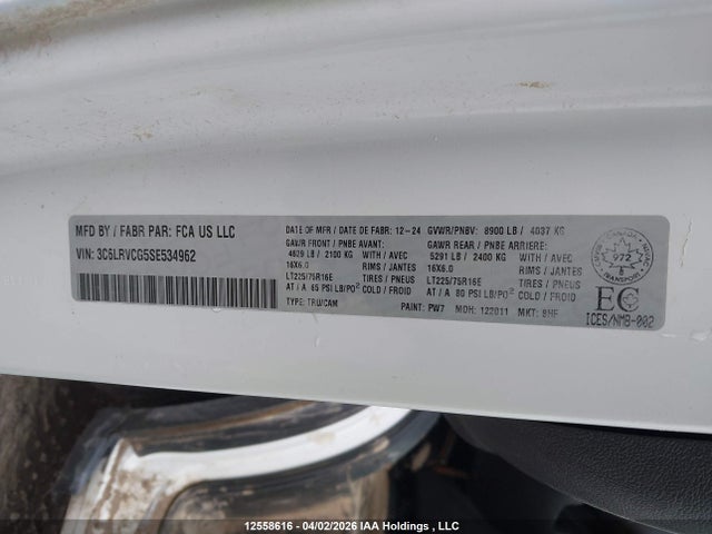 12558616 :رقم المزاد ، 3C6LRVCG5SE534962 vin ، 2025 Ram Promaster 2500 2500 High مزاد بيع