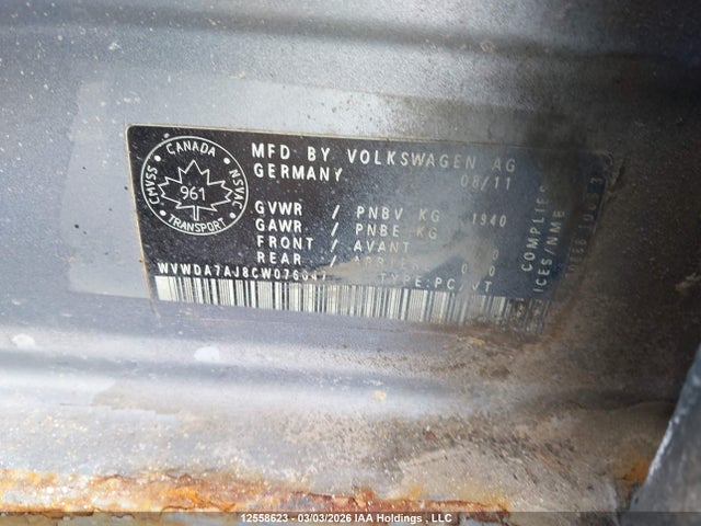 Aukcja sprzedaży 2012 Volkswagen Golf 2.5l Comfortline/2.5l Highline/2.5l Sportline/2.5l Trendline, vin: WVWDA7AJ8CW076047, numer aukcji: 12558623