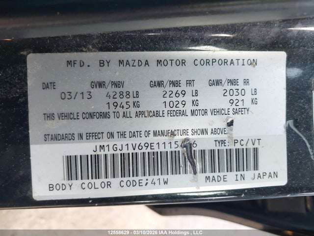 JM1GJ1V69E1115406 Mazda 6 TOURING
