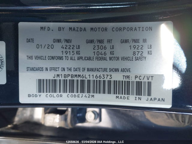 JM1BPBMM6L1166373 Mazda Mazda3 Gt
