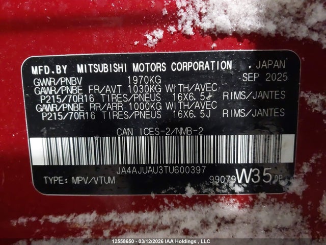 JA4AJUAU3TU600397 Mitsubishi Rvr Es Awc
