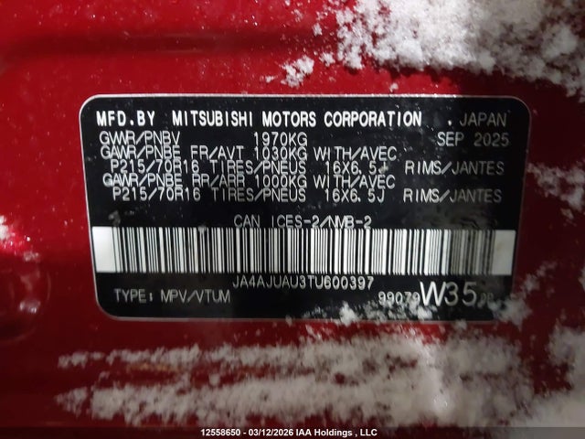 JA4AJUAU3TU600397 Mitsubishi Rvr Es Awc