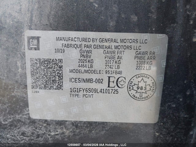 1G1FY6S09L4101725 Chevrolet BOLT EV LT