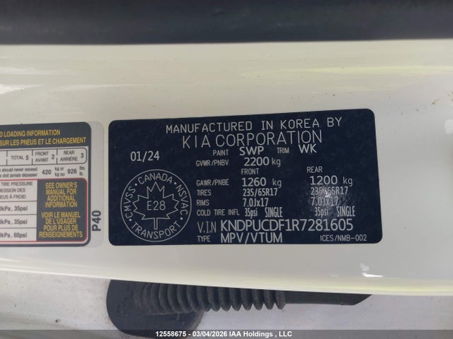 Aukcja sprzedaży 2024 Kia Sportage Lx, vin: KNDPUCDF1R7281605, numer aukcji: 12558675