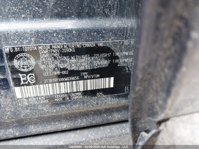 Aukcja sprzedaży 2019 Toyota Rav4 Xle, vin: 2T3R1RFVXKW039656, numer aukcji: 12558698