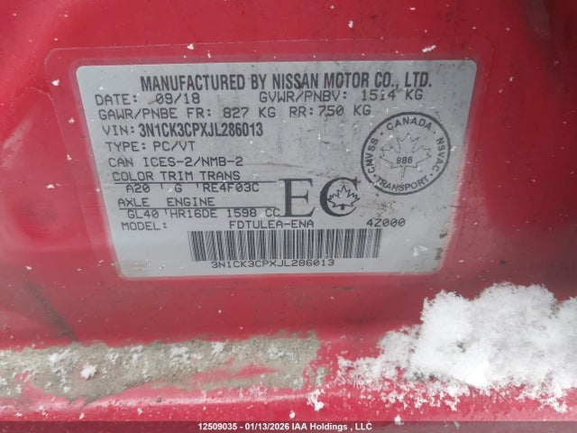 3N1CK3CPXJL286013 Nissan Micra