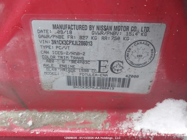 3N1CK3CPXJL286013 Nissan Micra