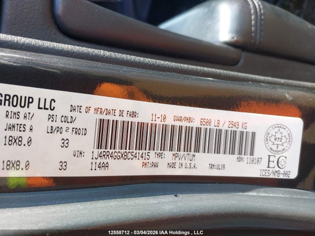 Продаж на аукціоні авто 2011 Jeep Grand Cherokee Laredo, vin: 1J4RR4GGXBC541415, номер лоту: 12558712