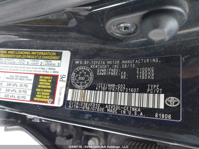 Продаж на аукціоні авто 2014 Toyota Camry Le, vin: 4T1BF1FK7EU731607, номер лоту: 12558716