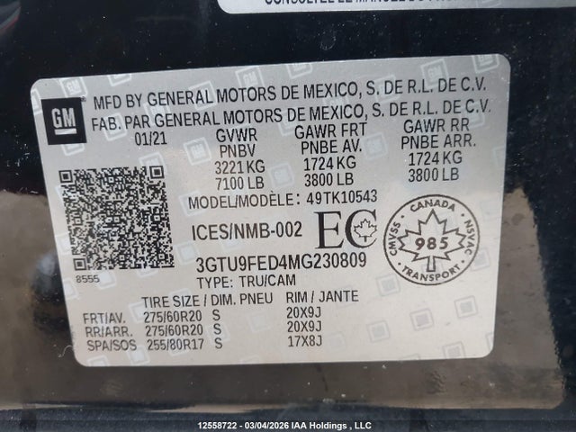 GMC Sierra 1500 Denali 2021 3GTU9FED4MG230809 Image 9