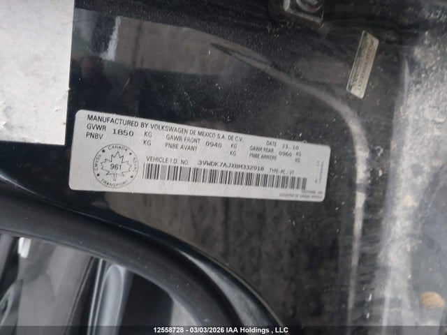 Продаж на аукціоні авто 2011 Volkswagen Jetta 2.0l Comfortline, vin: 3VWDK7AJXBM332018, номер лоту: 12558728
