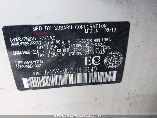 Subaru Forester Sport 2020 JF2SKEMC7LH412640 Image 9