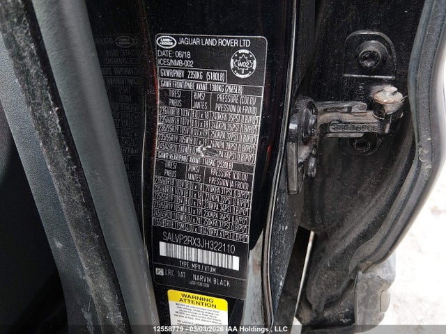 SALVP2RX3JH322110 Land Rover Range Rover Evoque Se