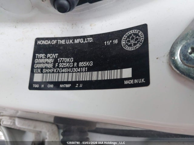 SHHFK7G46HU304161 Honda Civic Sport