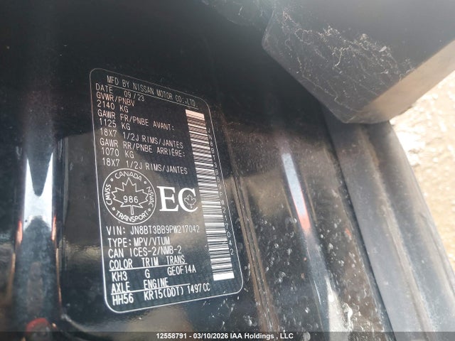 JN8BT3BB9PW217042 Nissan Rogue Sv Midnight Edition/sv Moonroof