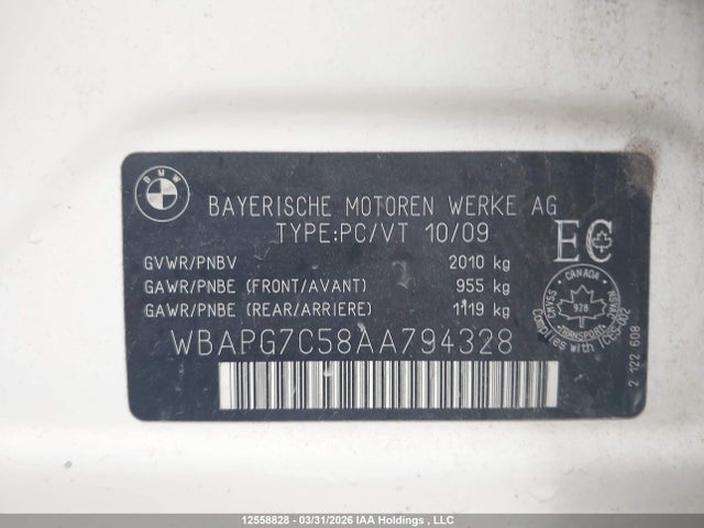 12558828 :رقم المزاد ، WBAPG7C58AA794328 vin ، 2010 Bmw 323i مزاد بيع