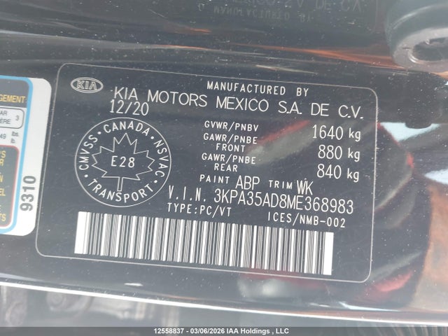 3KPA35AD8ME368983 KIA Rio Ex Premium