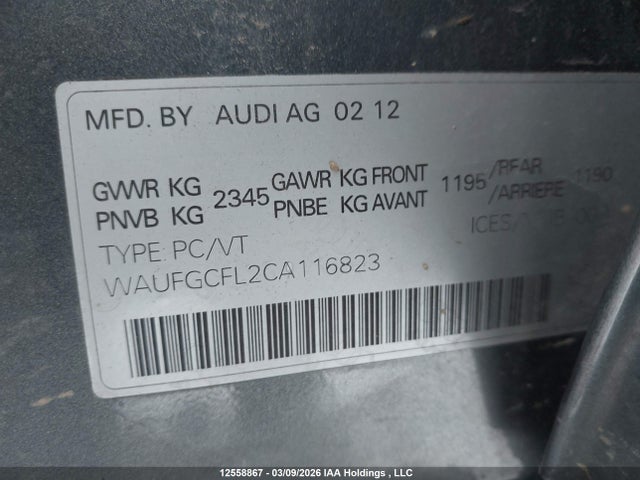 Aukcja sprzedaży 2012 Audi S4 3.0 Premium, vin: WAUFGCFL2CA116823, numer aukcji: 12558867