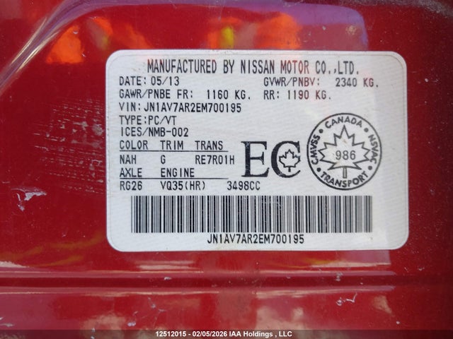 JN1AV7AR2EM700195 Infiniti Q50 Hybrid Premium